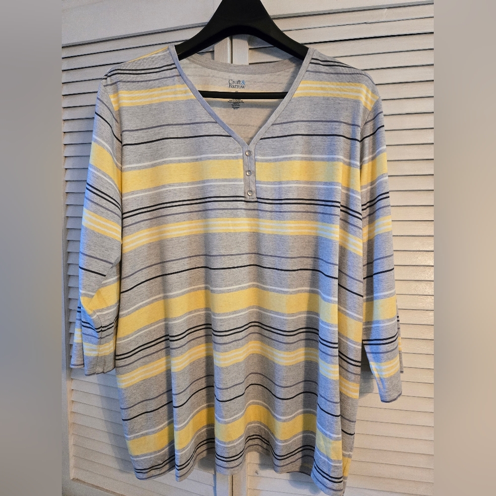Cato Gray and Yellow Striped Tunic